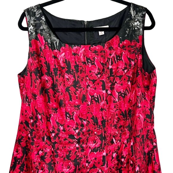 Dress Barn Floral Dress Lined Zipper Back A-Line Size 16 Black Red Gray EUC - Picture 7 of 12